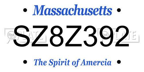 SZ8Z392 Massachusetts License Plate