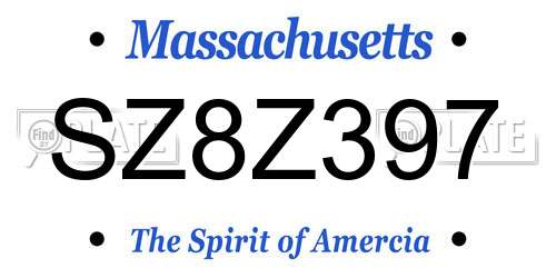 SZ8Z397 Massachusetts License Plate
