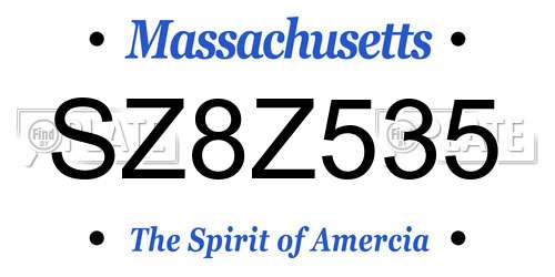 SZ8Z535 Massachusetts License Plate