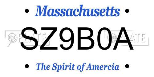 SZ9B0A Massachusetts License Plate