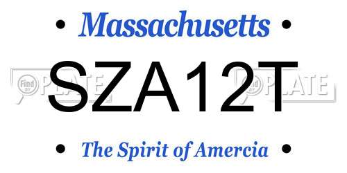 SZA12T Massachusetts License Plate