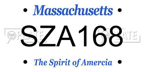 SZA168 Massachusetts License Plate