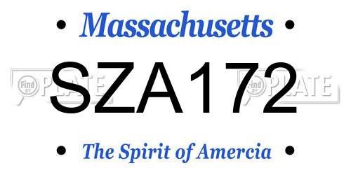 SZA172 Massachusetts License Plate