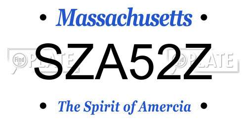 SZA52Z Massachusetts License Plate