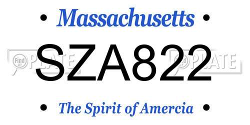 SZA822 Massachusetts License Plate