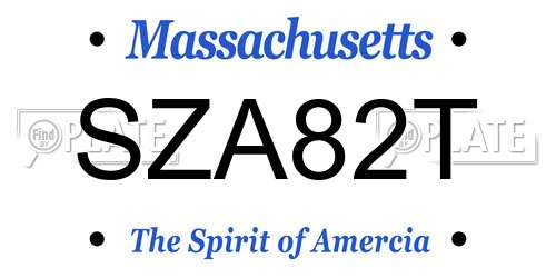 SZA82T Massachusetts License Plate