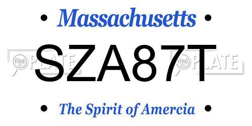 SZA87T Massachusetts License Plate