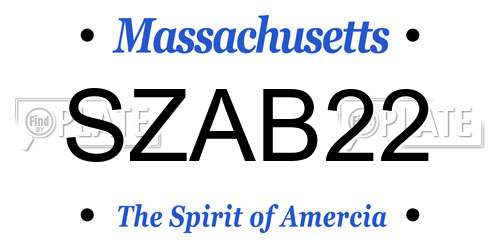 SZAB22 Massachusetts License Plate