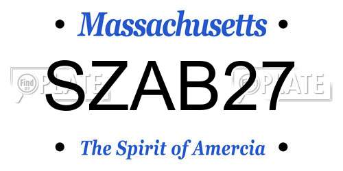 SZAB27 Massachusetts License Plate