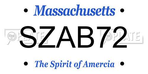 SZAB72 Massachusetts License Plate