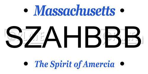 SZAHBBB Massachusetts License Plate