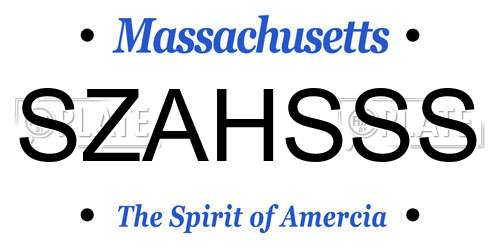 SZAHSSS Massachusetts License Plate