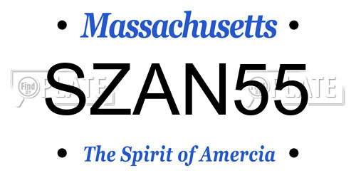 SZAN55 Massachusetts License Plate