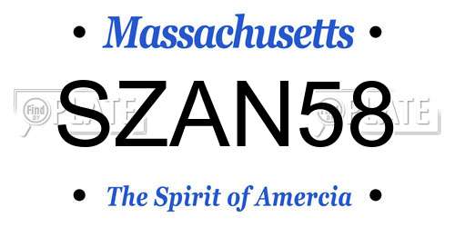 SZAN58 Massachusetts License Plate