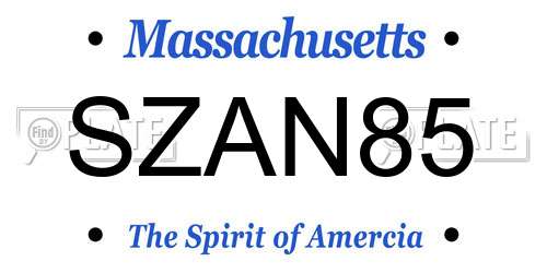SZAN85 Massachusetts License Plate