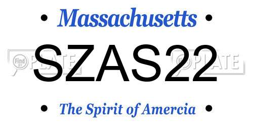 SZAS22 Massachusetts License Plate