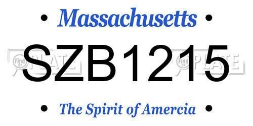 SZB1215 Massachusetts License Plate