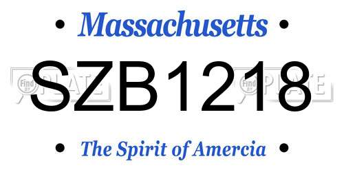 SZB1218 Massachusetts License Plate