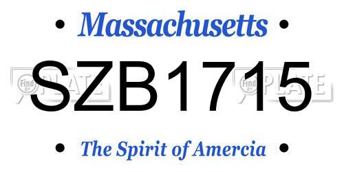 SZB1715 Massachusetts License Plate