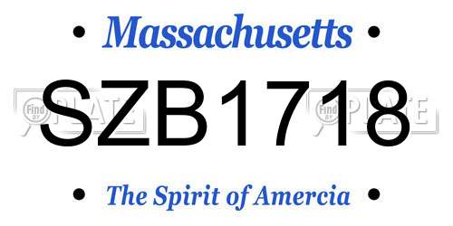 SZB1718 Massachusetts License Plate