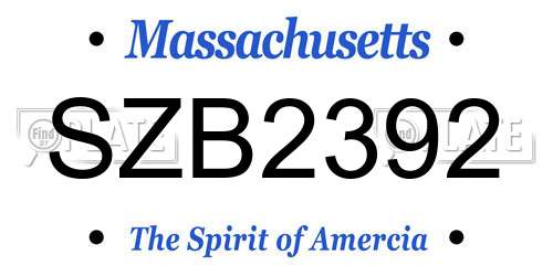 SZB2392 Massachusetts License Plate
