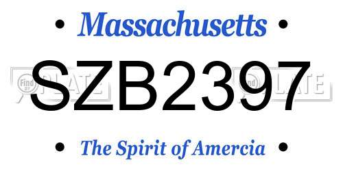 SZB2397 Massachusetts License Plate