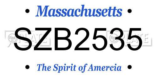 SZB2535 Massachusetts License Plate