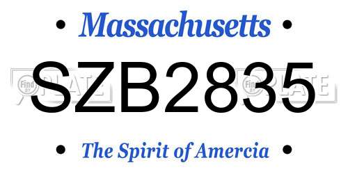 SZB2835 Massachusetts License Plate