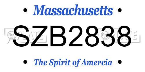 SZB2838 Massachusetts License Plate