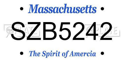 SZB5242 Massachusetts License Plate