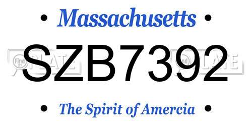 SZB7392 Massachusetts License Plate