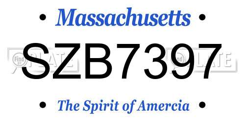 SZB7397 Massachusetts License Plate