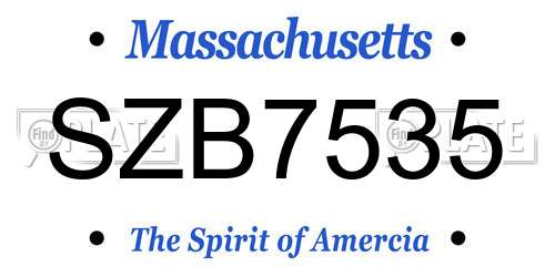 SZB7535 Massachusetts License Plate