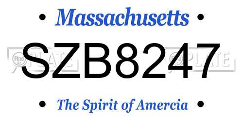 SZB8247 Massachusetts License Plate