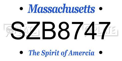 SZB8747 Massachusetts License Plate
