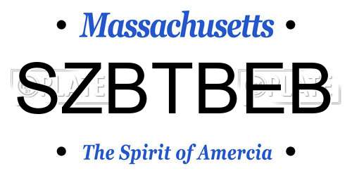 SZBTBEB Massachusetts License Plate