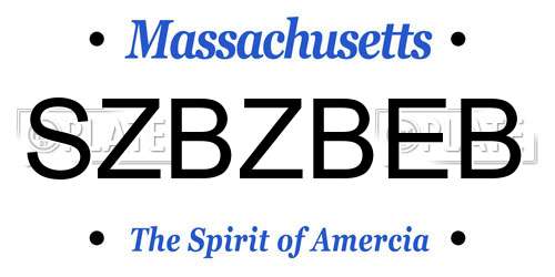 SZBZBEB Massachusetts License Plate