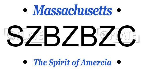 SZBZBZC Massachusetts License Plate