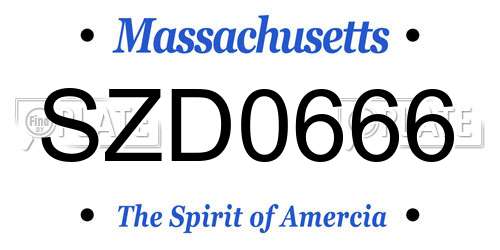 SZD0666 Massachusetts License Plate