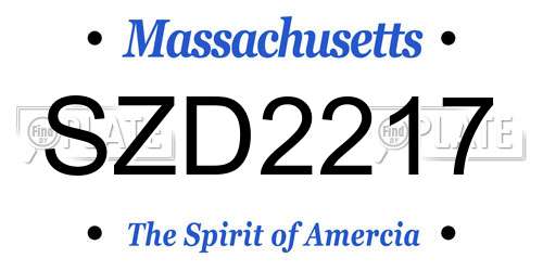SZD2217 Massachusetts License Plate