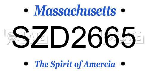 SZD2665 Massachusetts License Plate