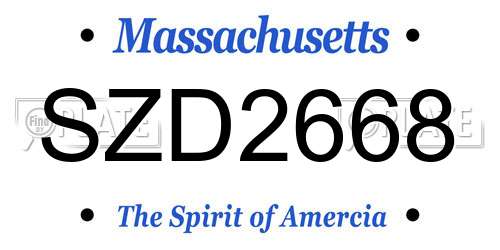 SZD2668 Massachusetts License Plate