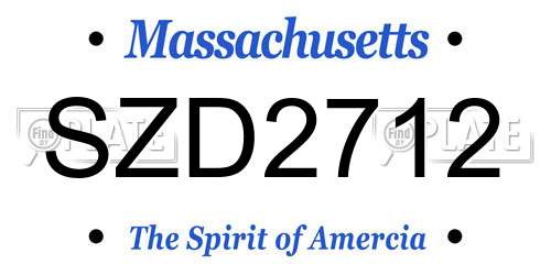 SZD2712 Massachusetts License Plate