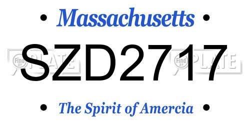 SZD2717 Massachusetts License Plate
