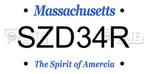 SZD34R Massachusetts License Plate