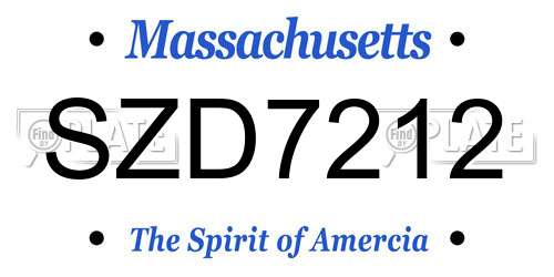 SZD7212 Massachusetts License Plate