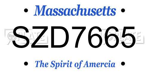 SZD7665 Massachusetts License Plate