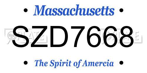 SZD7668 Massachusetts License Plate