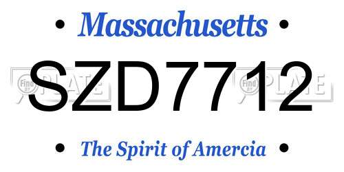 SZD7712 Massachusetts License Plate
