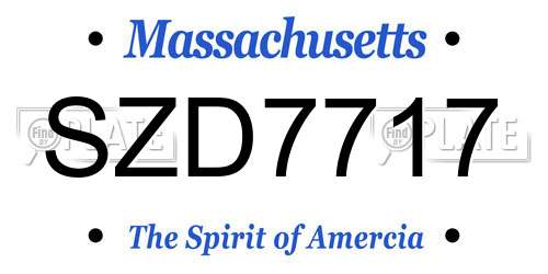 SZD7717 Massachusetts License Plate